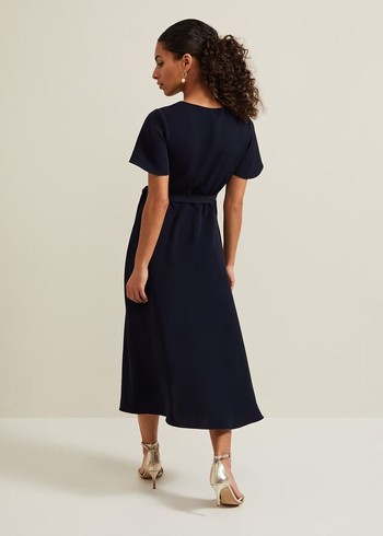 Phase Eight Petite Julissa Wrap Dress Navy Australia | RV0982547